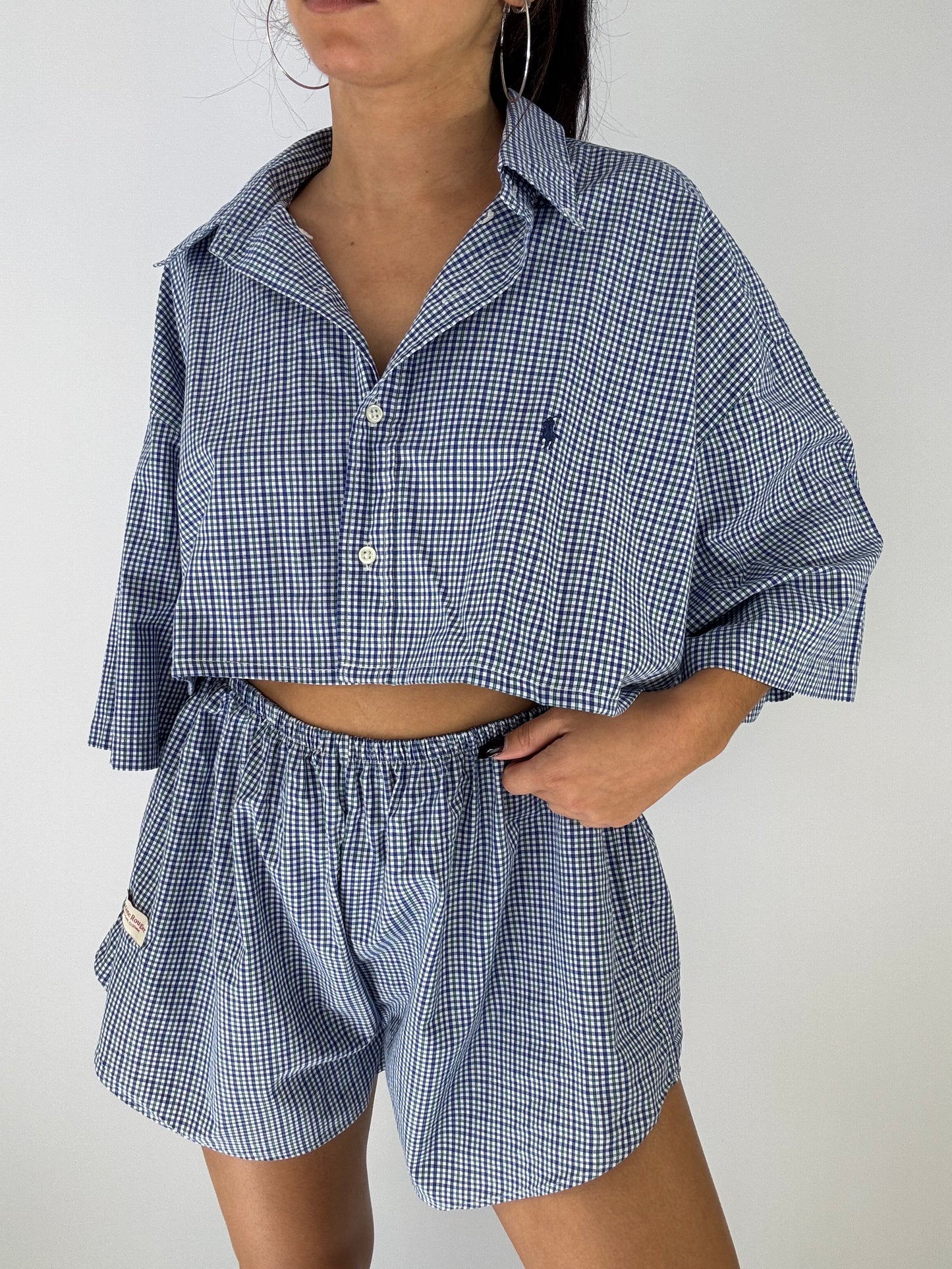 Ensemble upcyclé à carreaux