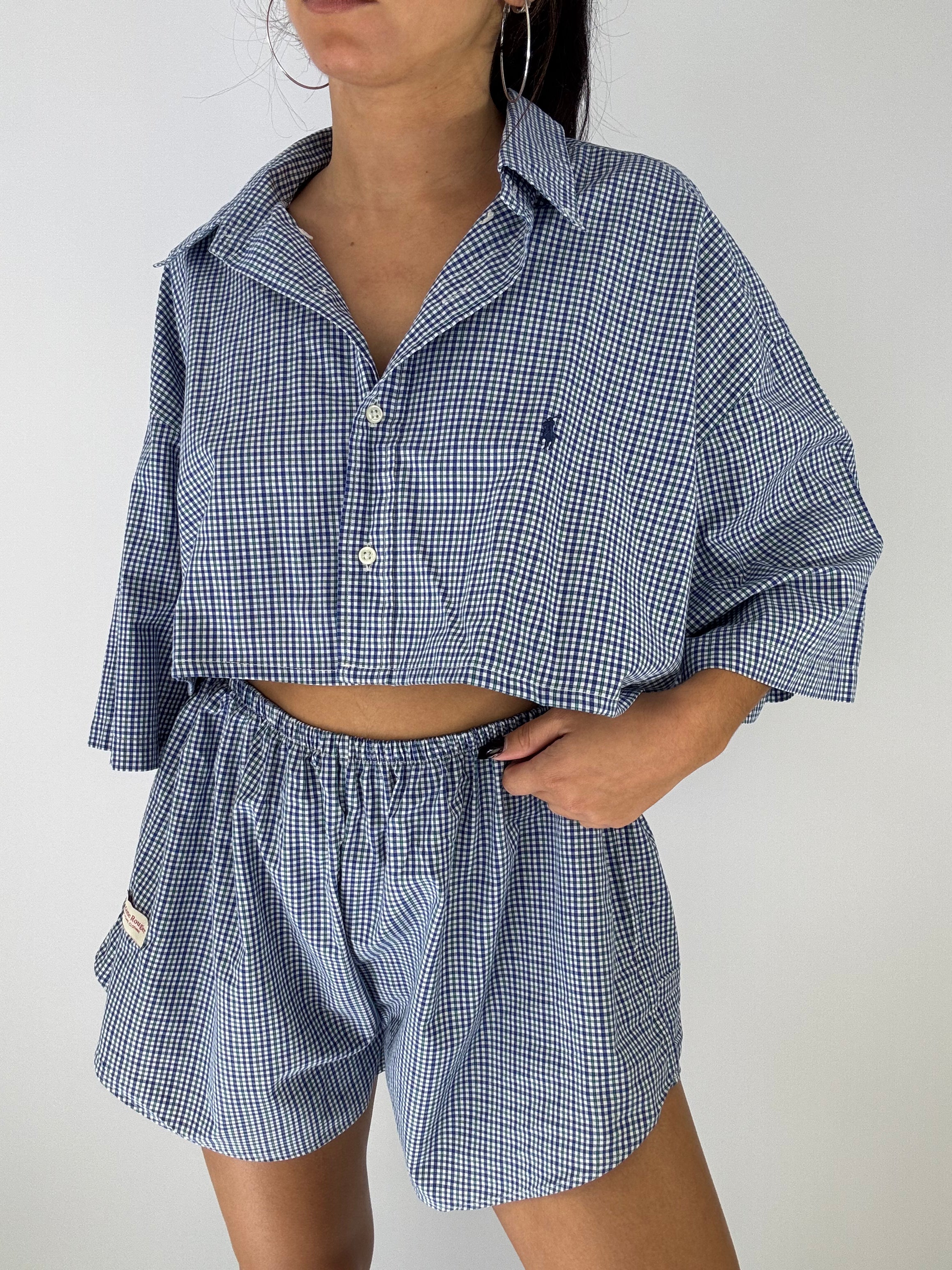 Ensemble upcyclé à carreaux