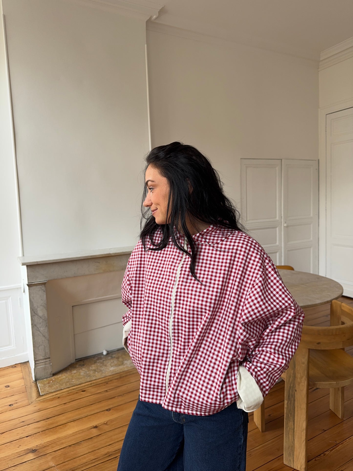 Veste vichy rouge