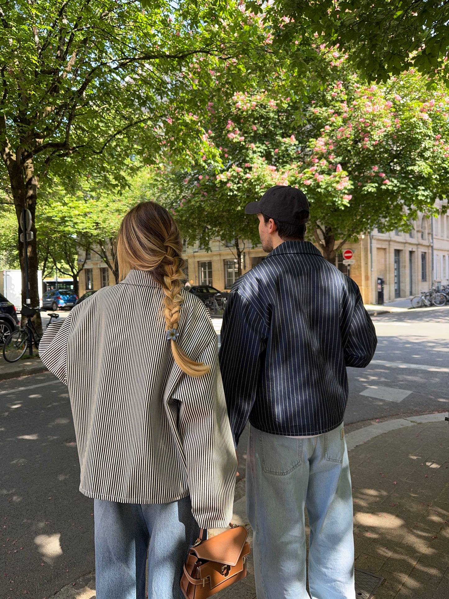 Veste mixte marine à rayures