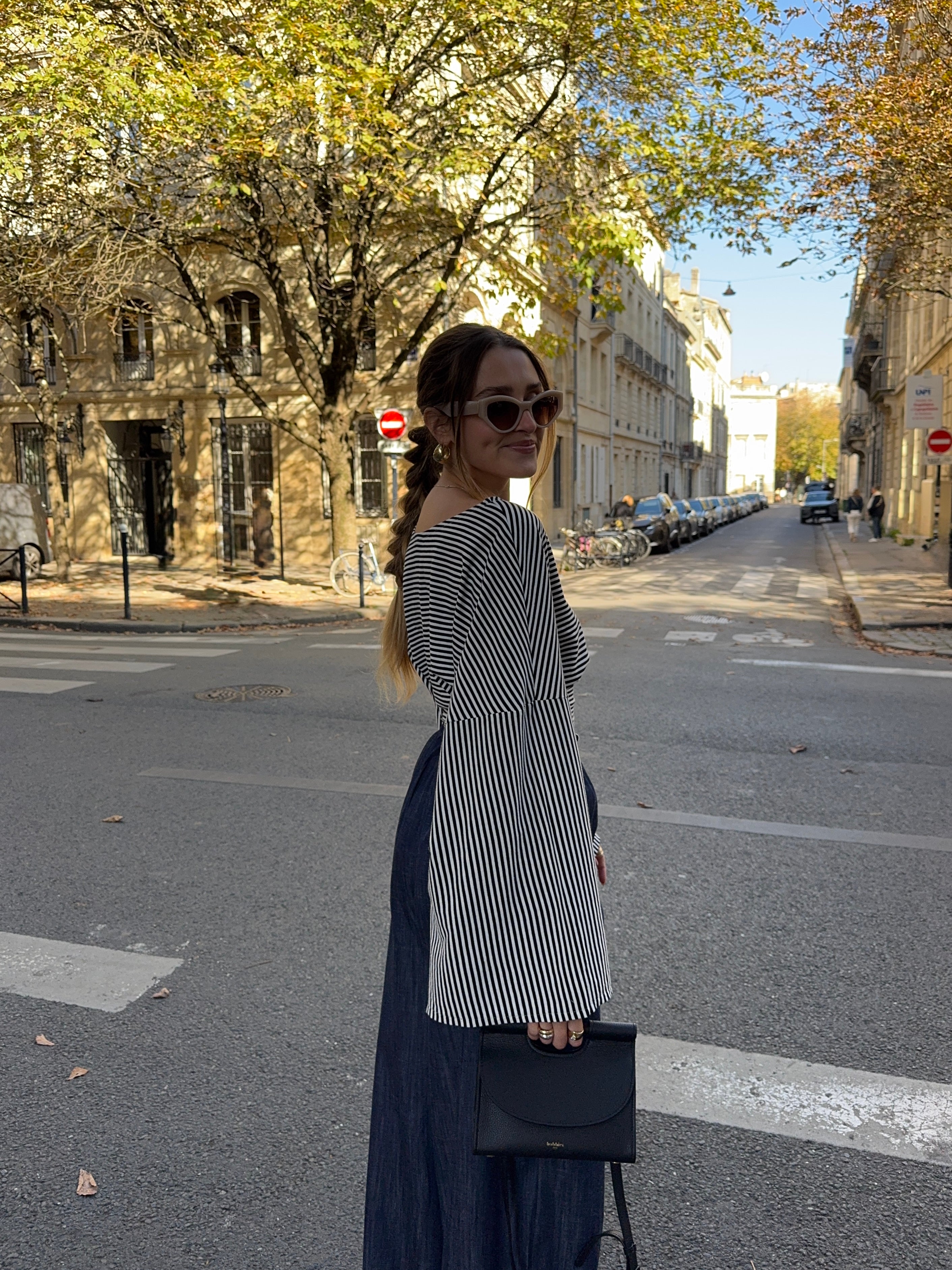 Top jersey à rayures blanches et noires