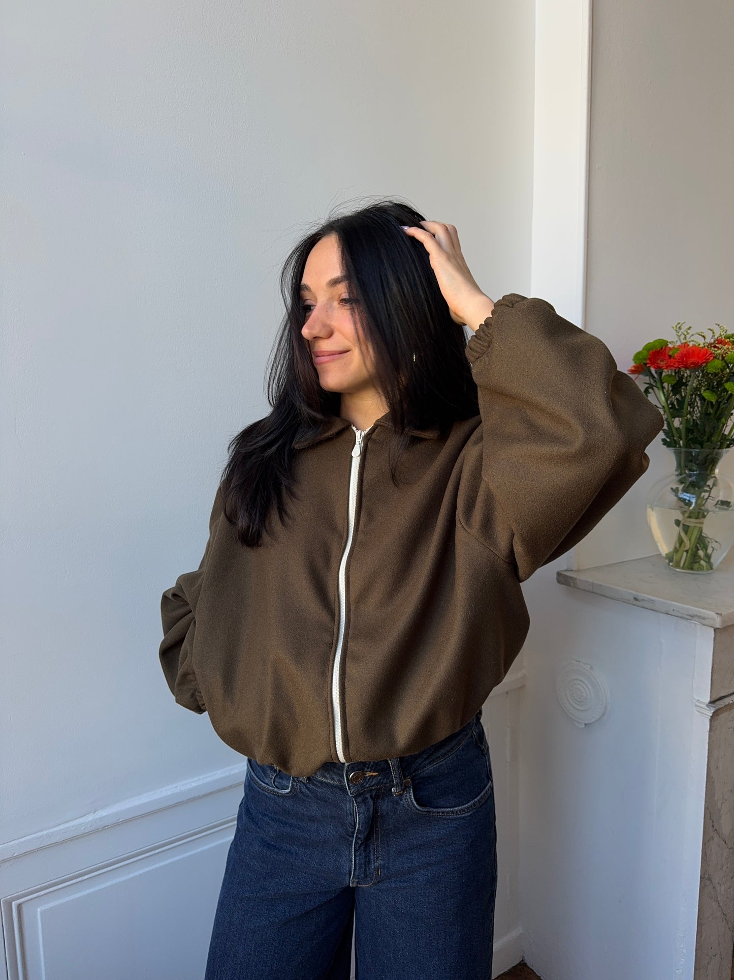 Bomber laine marron