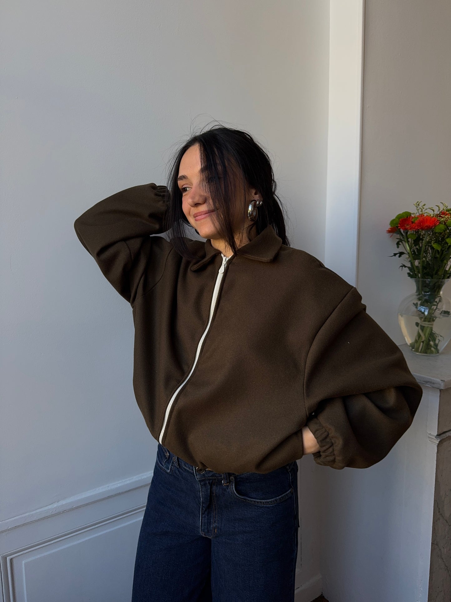 Bomber laine marron