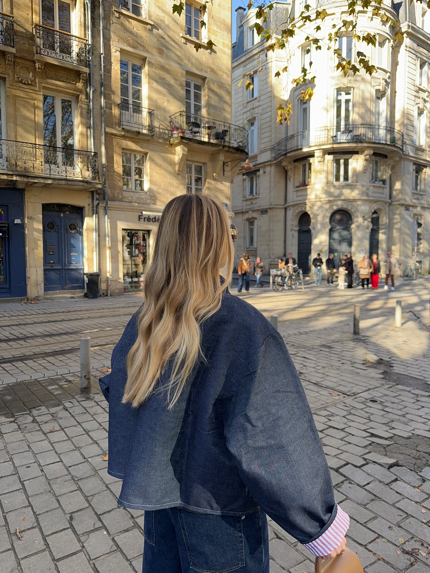 Veste denim poches plaquées