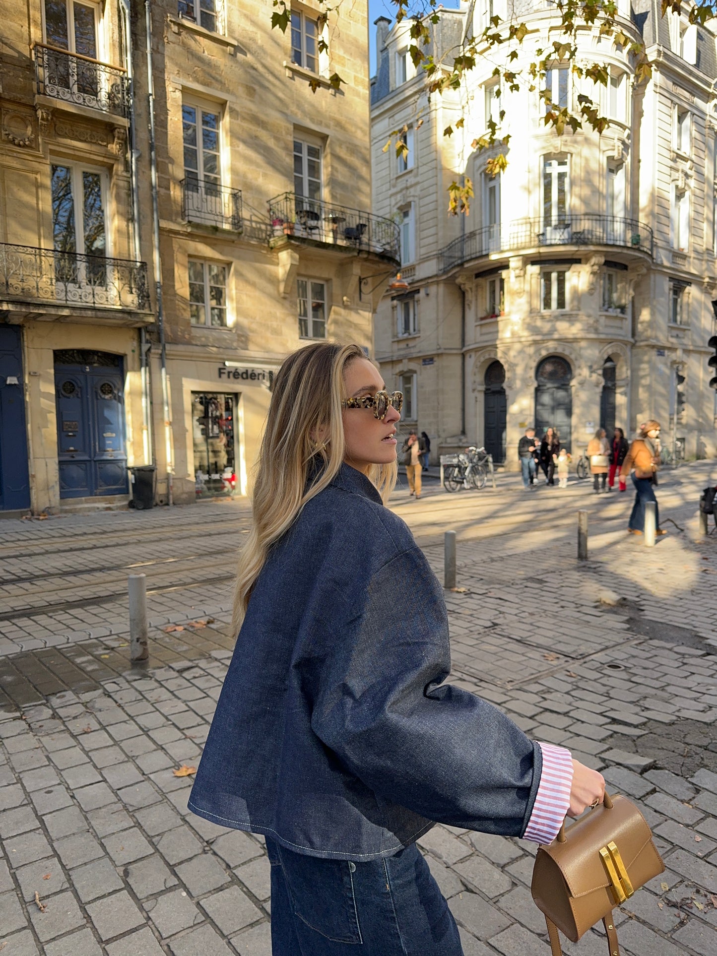 Veste denim poches plaquées