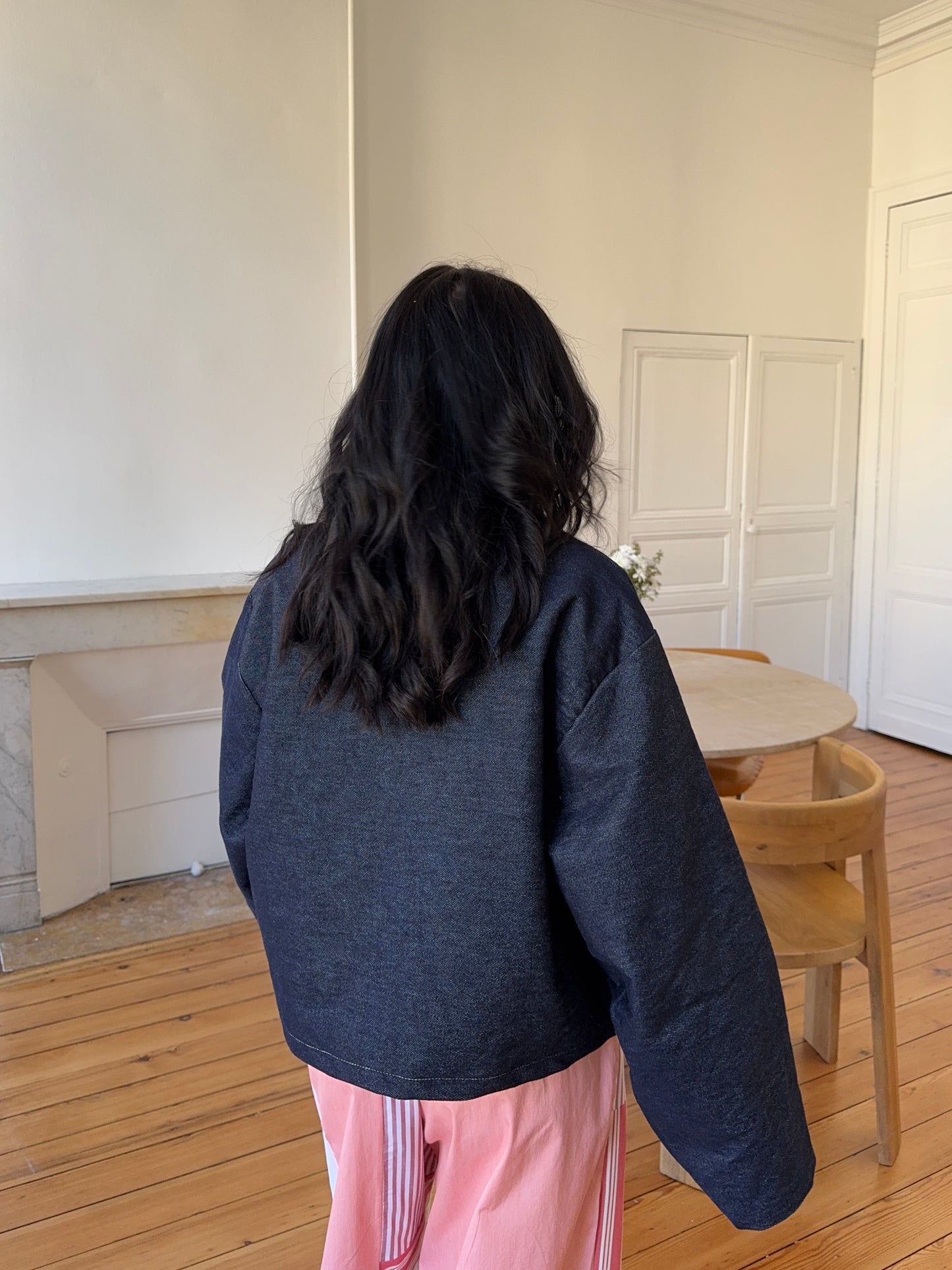 Veste denim poches plaquées