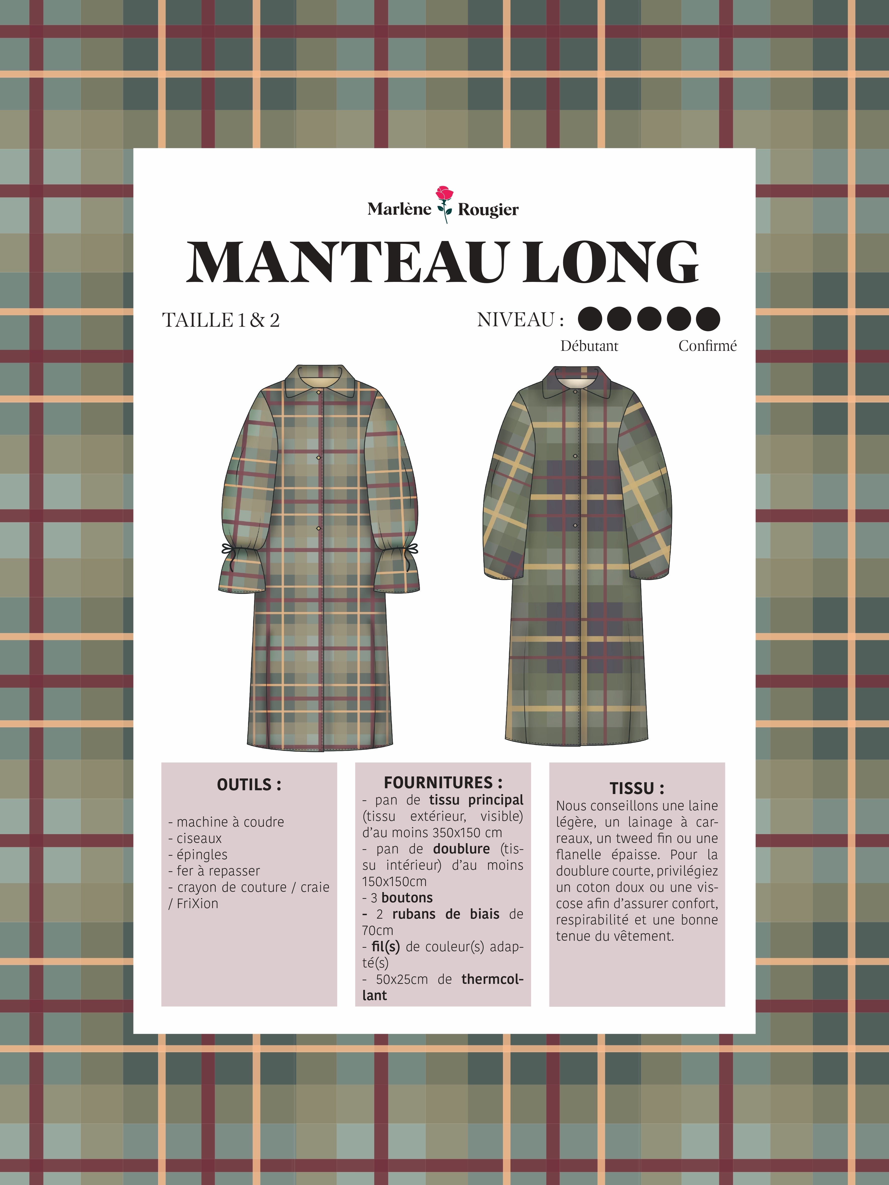 Patron De Couture Ancien MADRIGAL N°332 - Manteau Long & 3/4 Année 1950 Taille 44 - Vintage