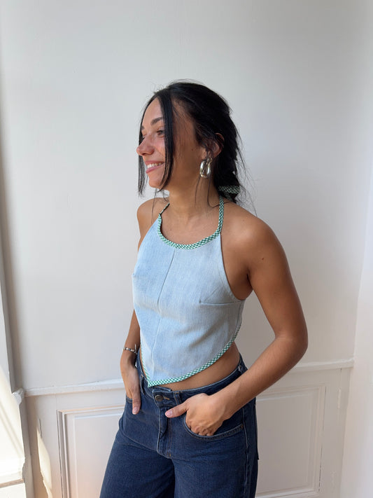 Top upcyclé denim