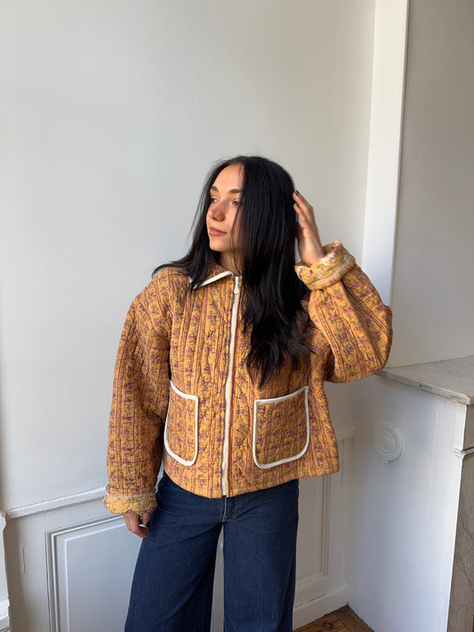 Veste upcyclée matelassée fleurie