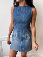 Robe upcyclée dos nu denim