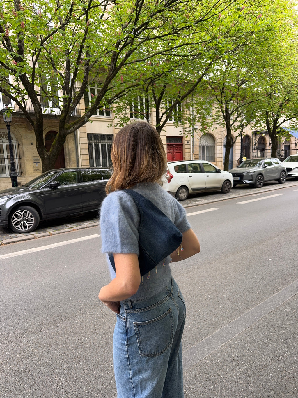 Sac upcyclé denim et perles