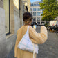 Sac upcyclé matelassé blanc à motifs