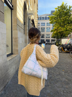 Sac upcyclé matelassé blanc à motifs