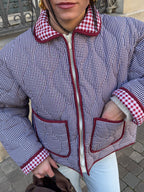 Veste matelassée vichy bordeaux