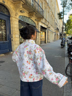 Veste upcyclée matelassée à fleurs