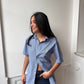 Chemisette upcyclée dos nu vichy