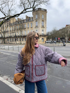 Veste matelassée vichy bordeaux