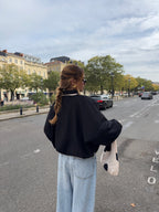 Veste laine noire doublure pois