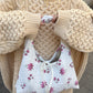 Sac upcyclé matelassé blanc à fleurs