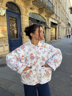 Veste upcyclée matelassée à fleurs