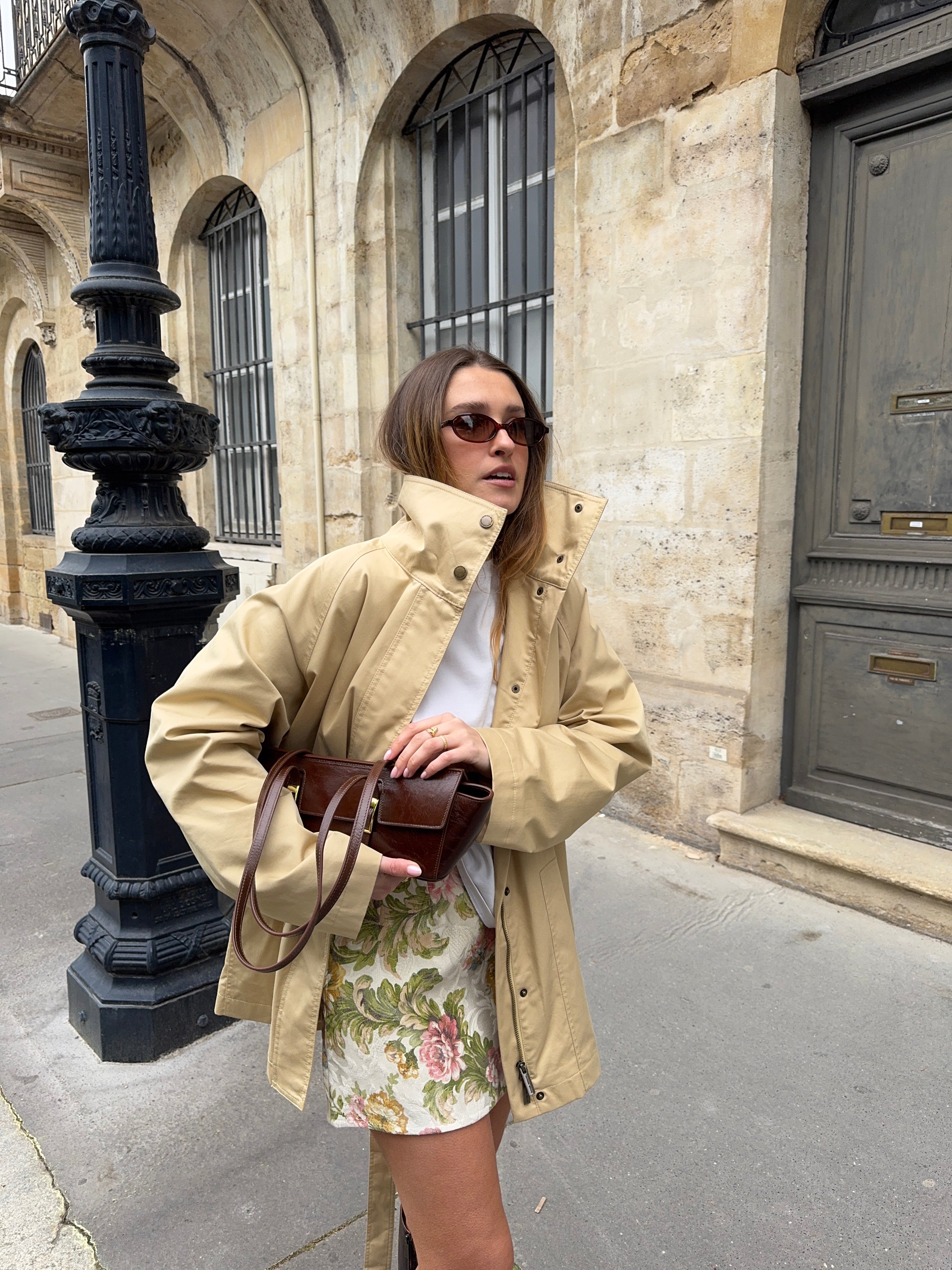 Jupe-short upcyclée à fleurs vintage