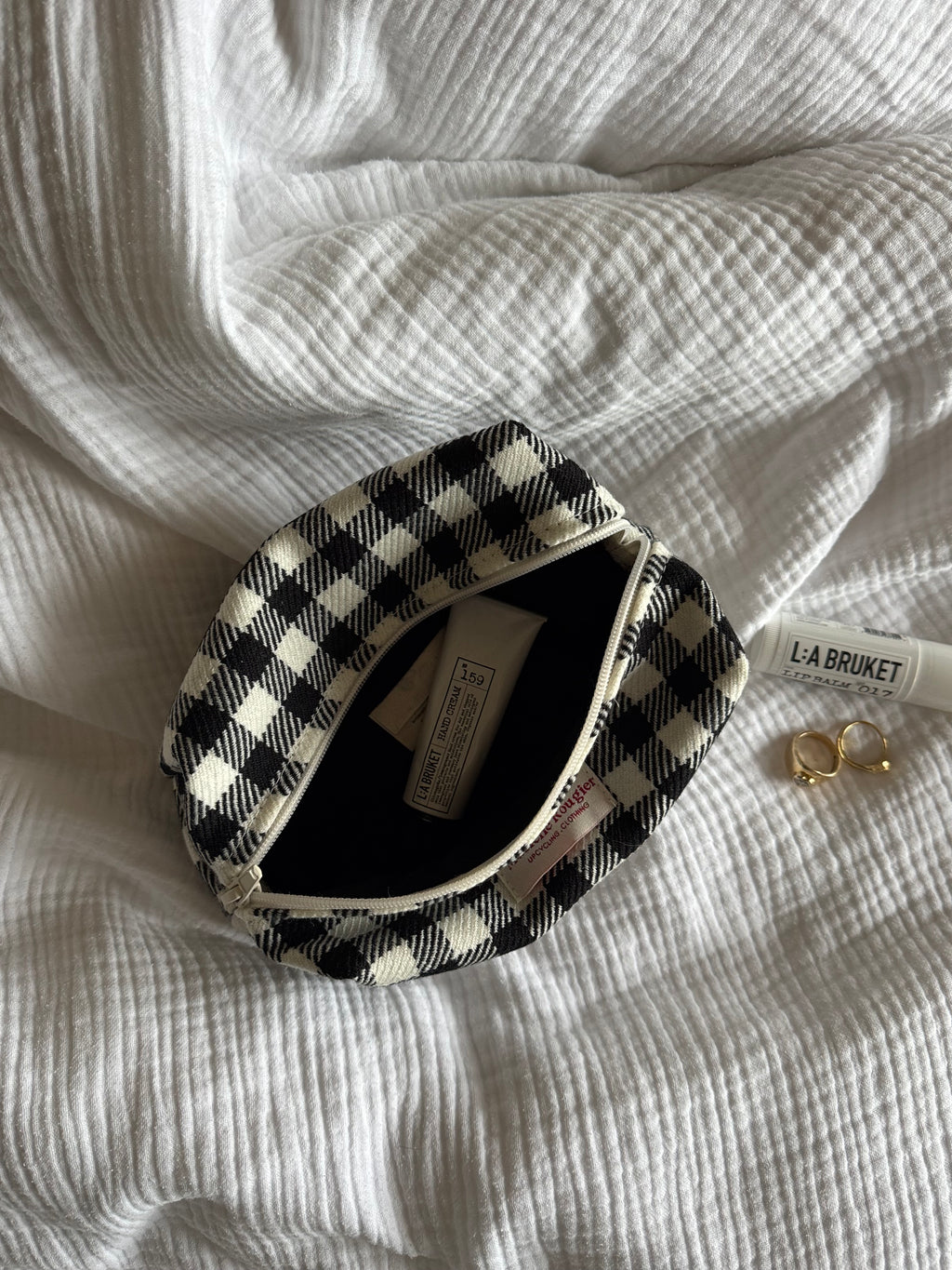 Trousse laine vichy noir et blanc