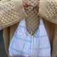 Sac upcyclé matelassé blanc à motifs