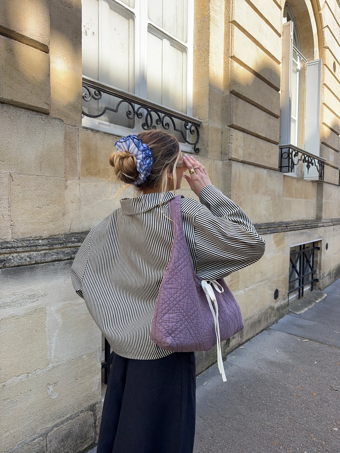 Sac upcyclé matelassé violet