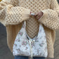 Sac upcyclé matelassé blanc à fleurs