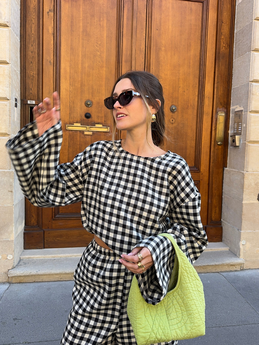 Pull fin laine vichy noir et blanc