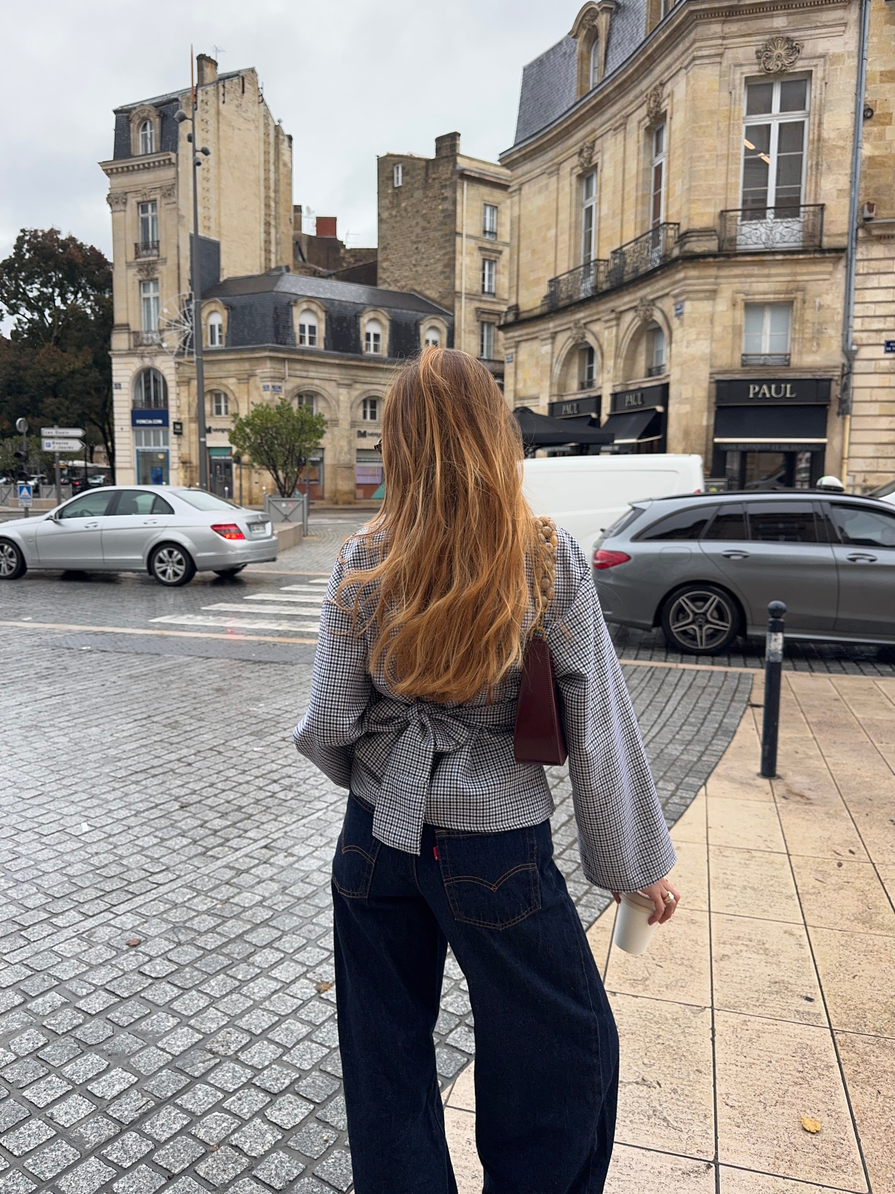 Kimono laine fine à carreaux