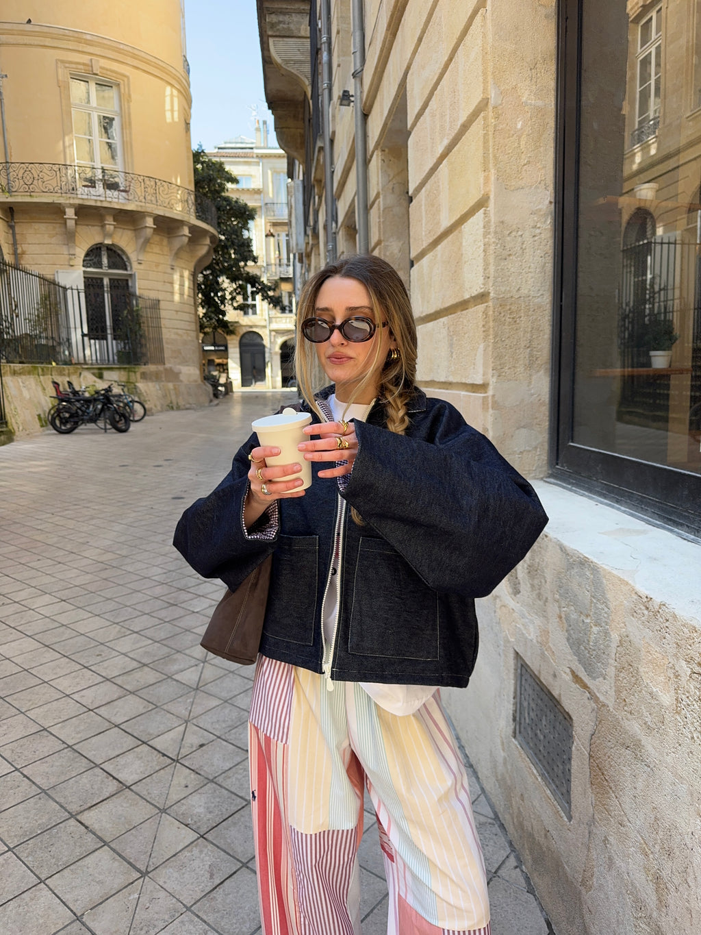 Veste denim poches plaquées