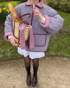 Veste matelassée vichy bordeaux