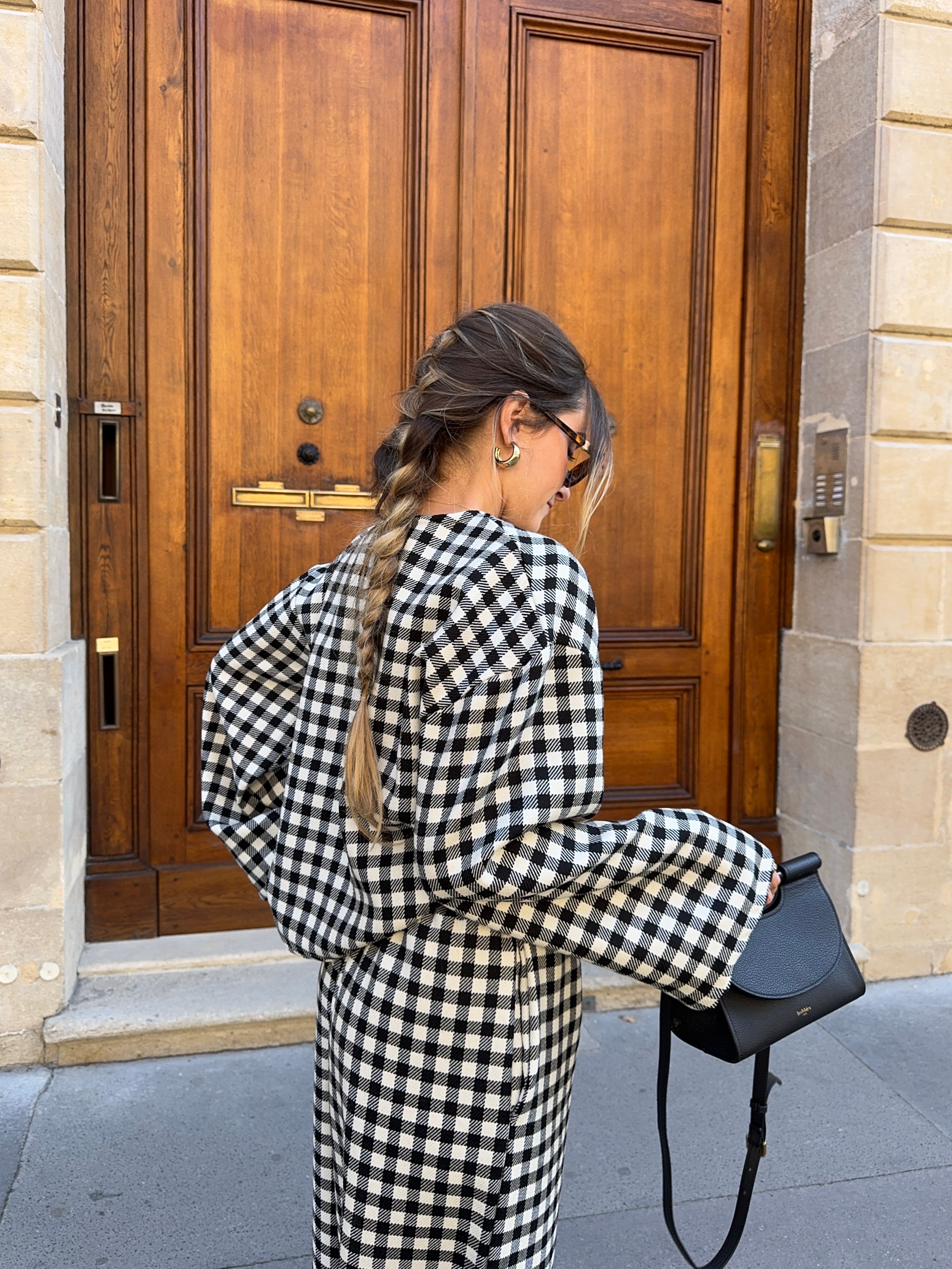 Pull fin laine vichy noir et blanc