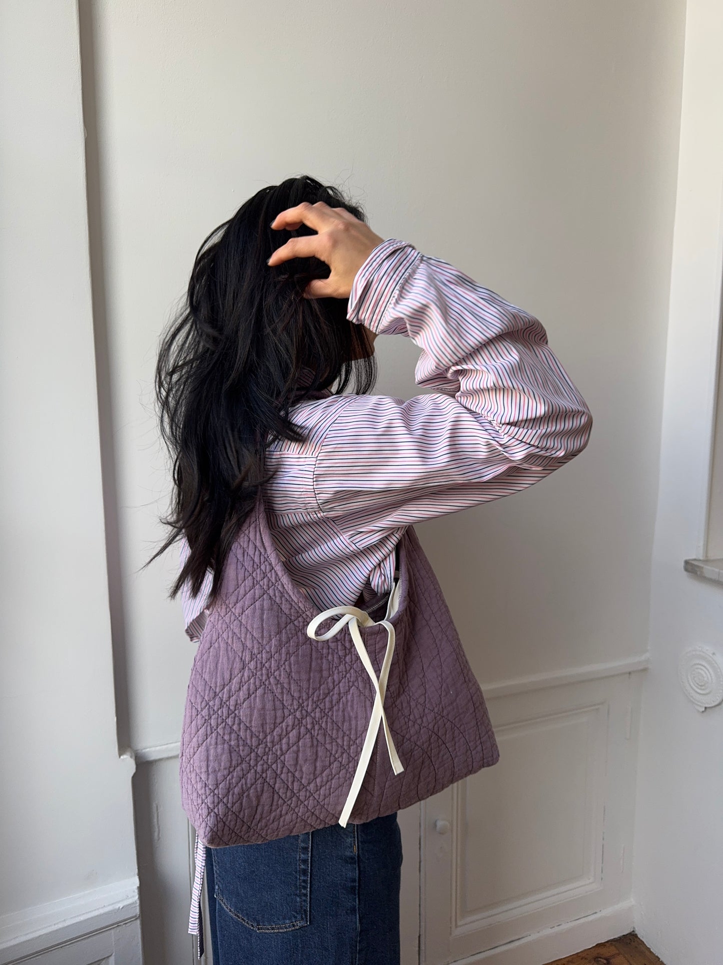Sac upcyclé matelassé violet