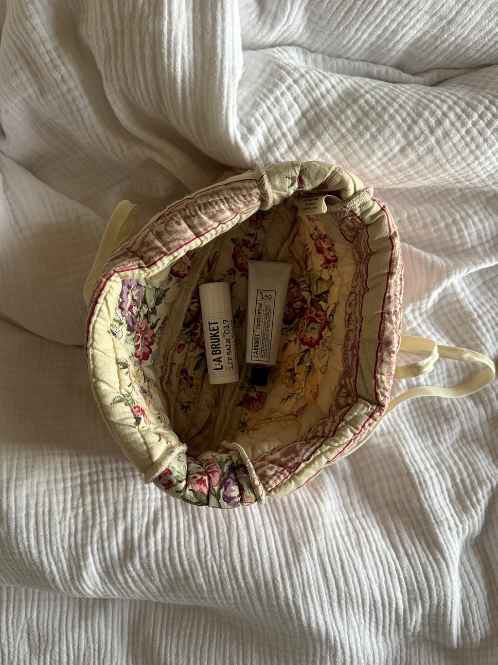 Trousse upcyclée matelassée rosée