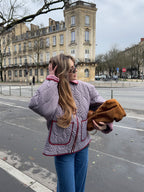 Veste matelassée vichy bordeaux