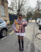 Veste matelassée vichy bordeaux