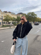 Veste laine noire doublure pois