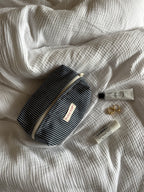 Trousse denim à rayures