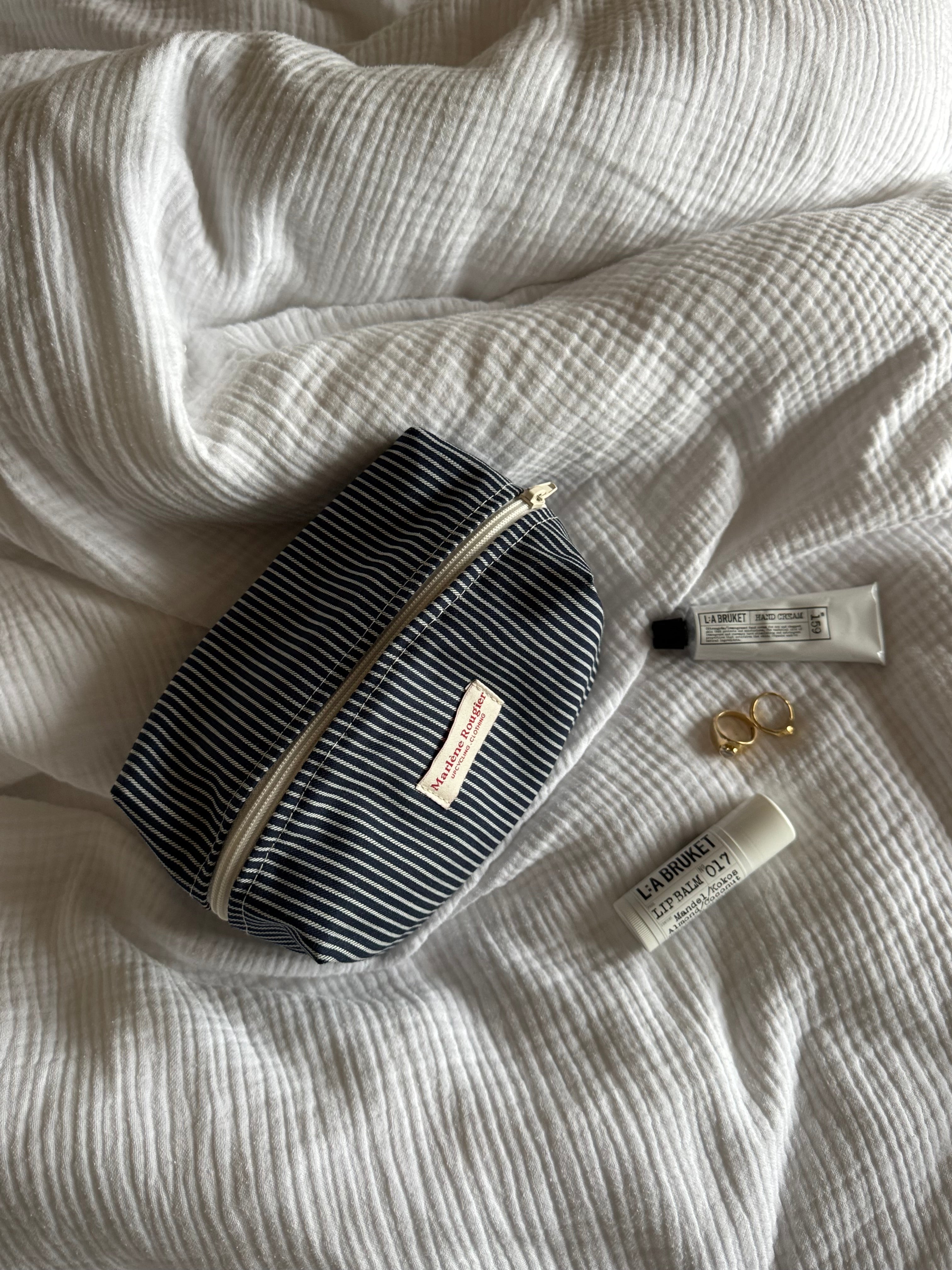 Trousse denim à rayures