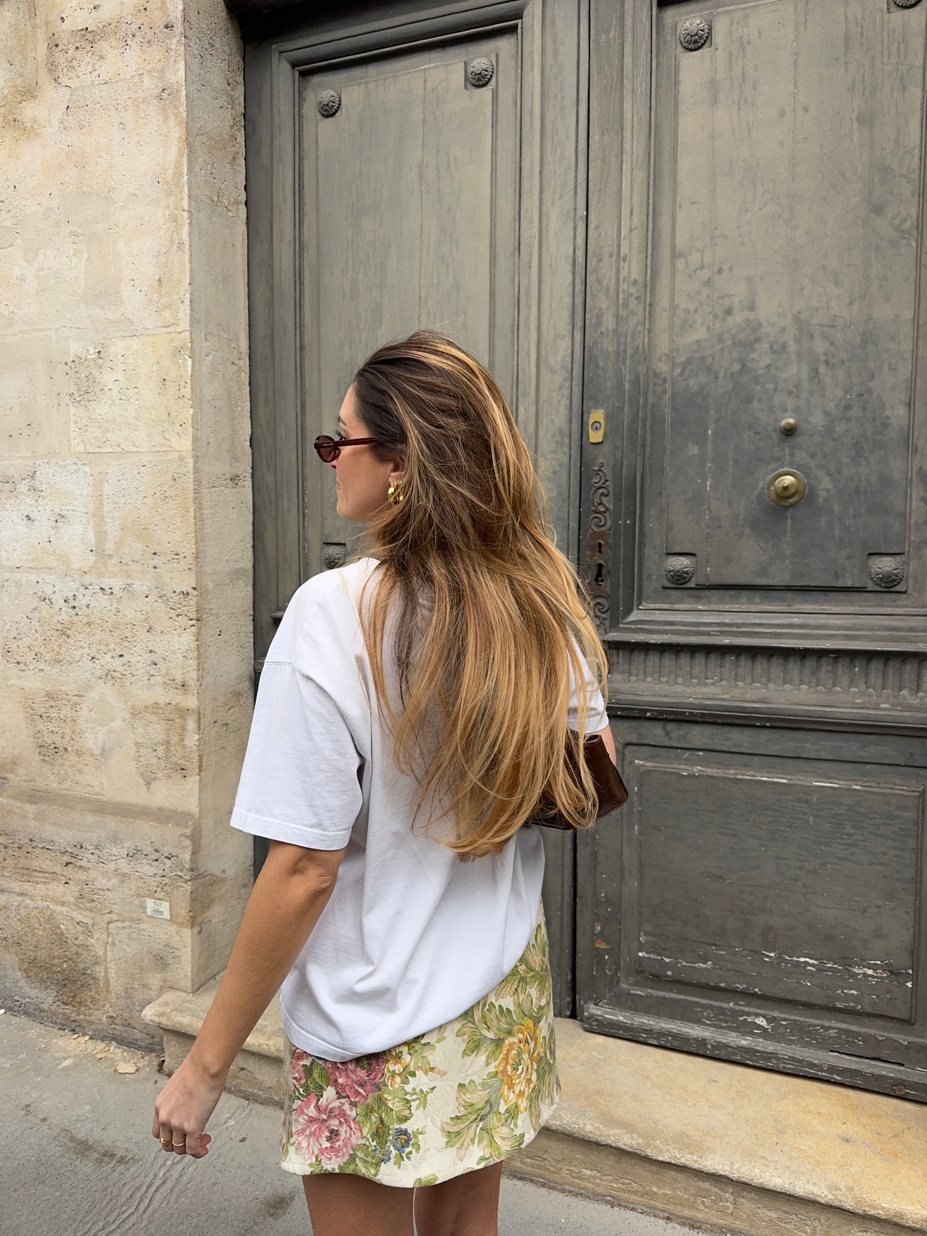 Jupe-short upcyclée à fleurs vintage