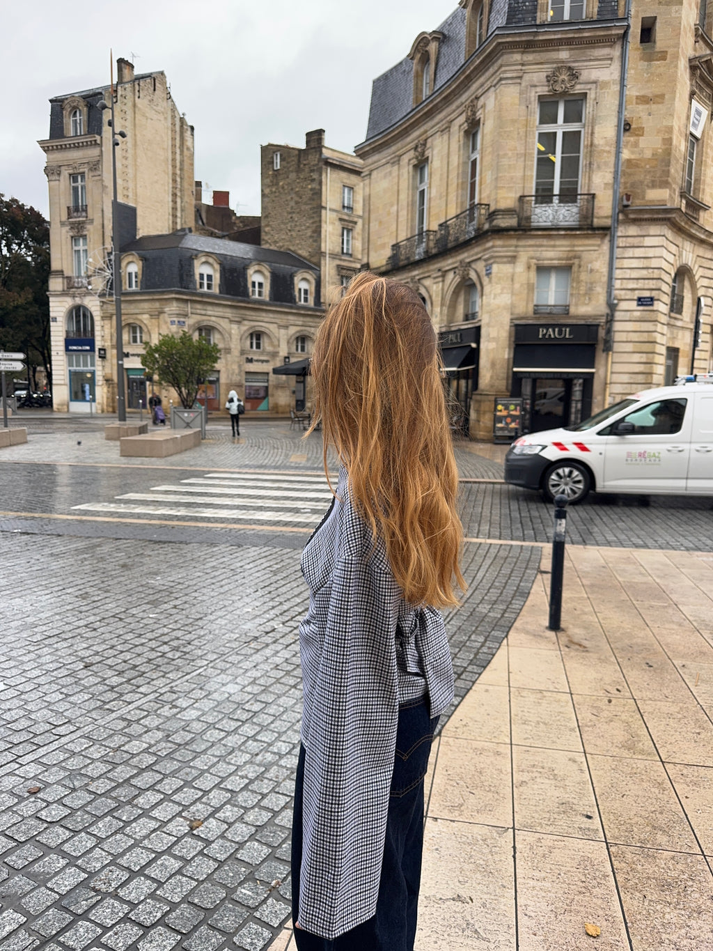 Kimono laine fine à carreaux