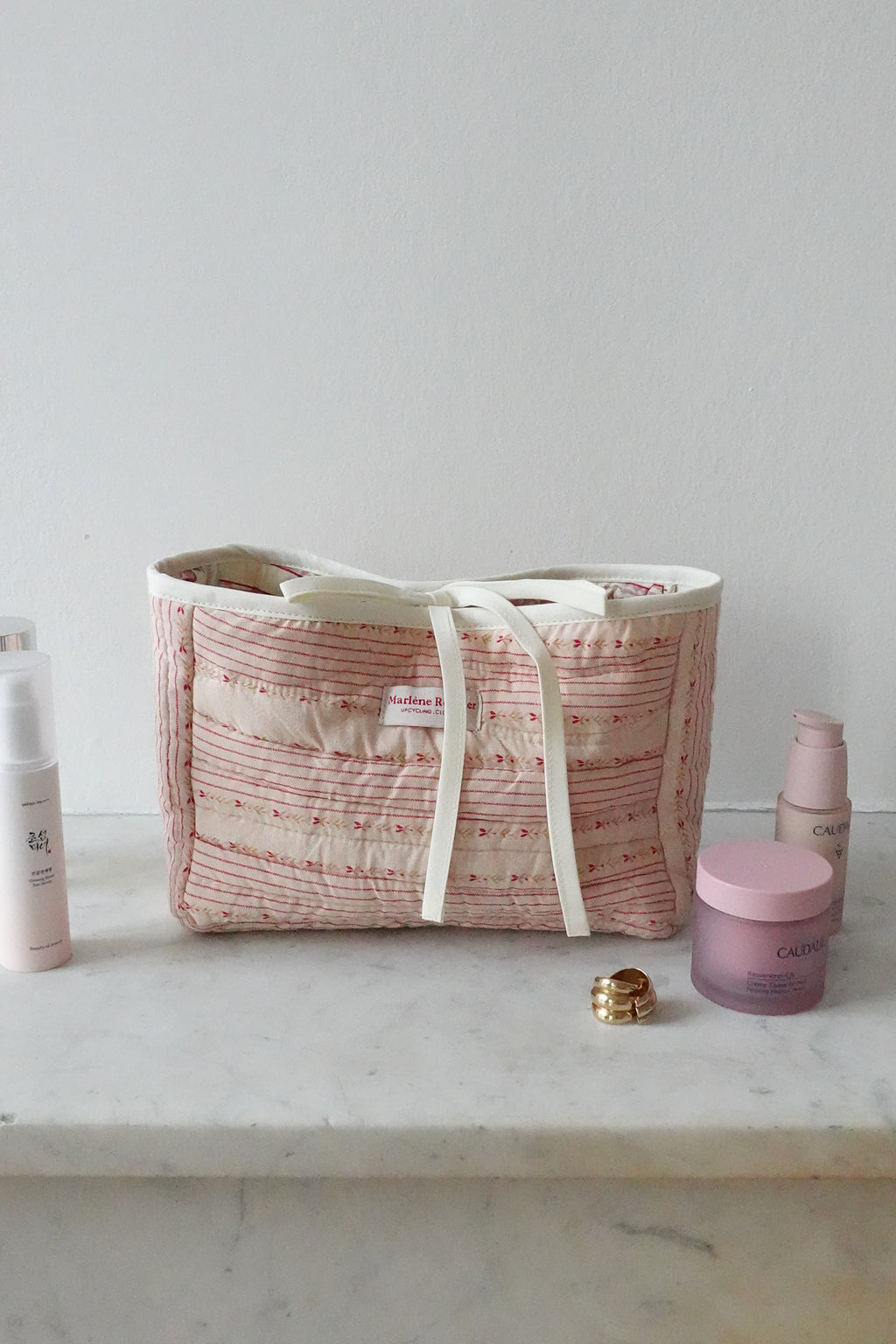 Trousse upcyclée matelassée rosée