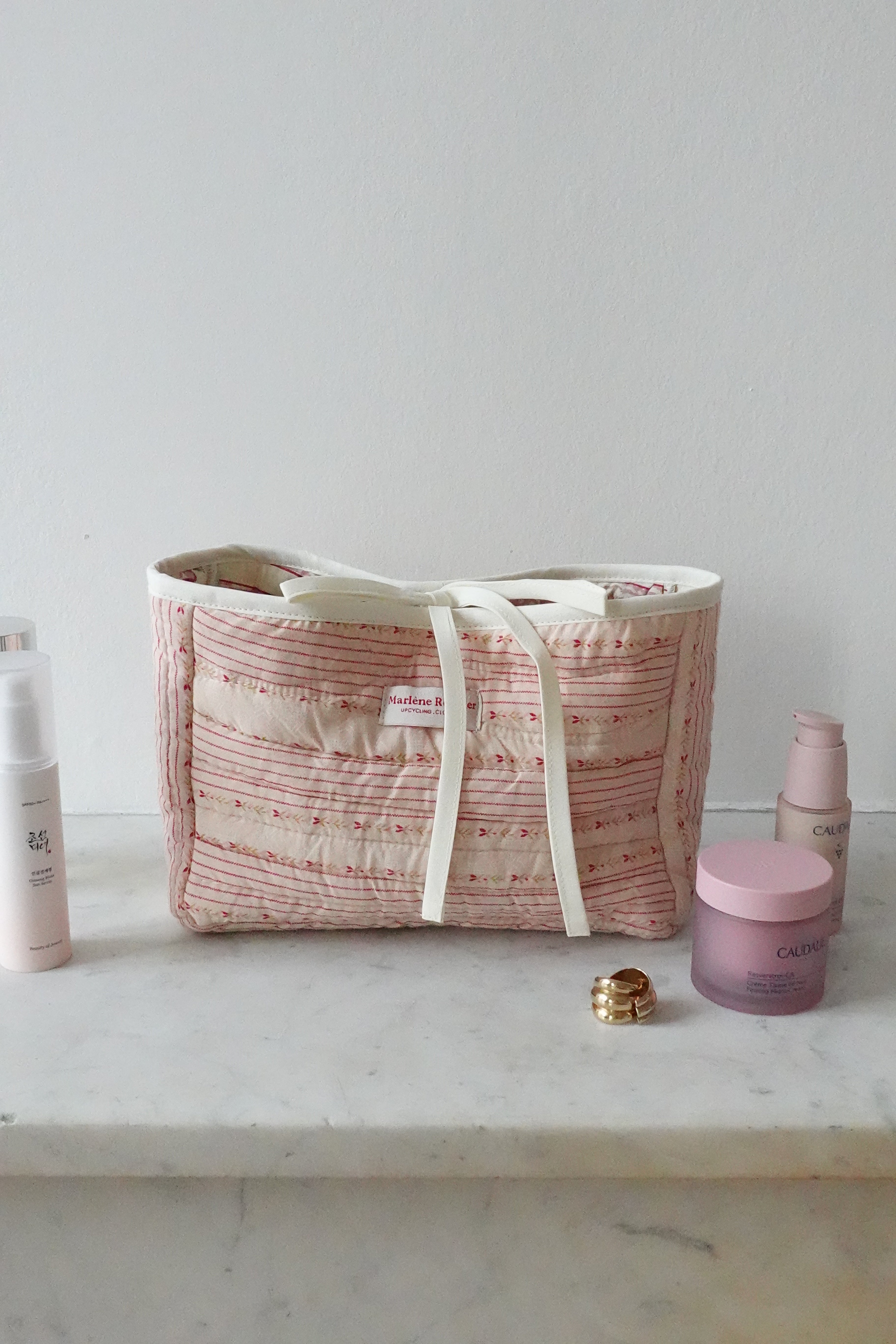 Trousse upcyclée matelassée rosée