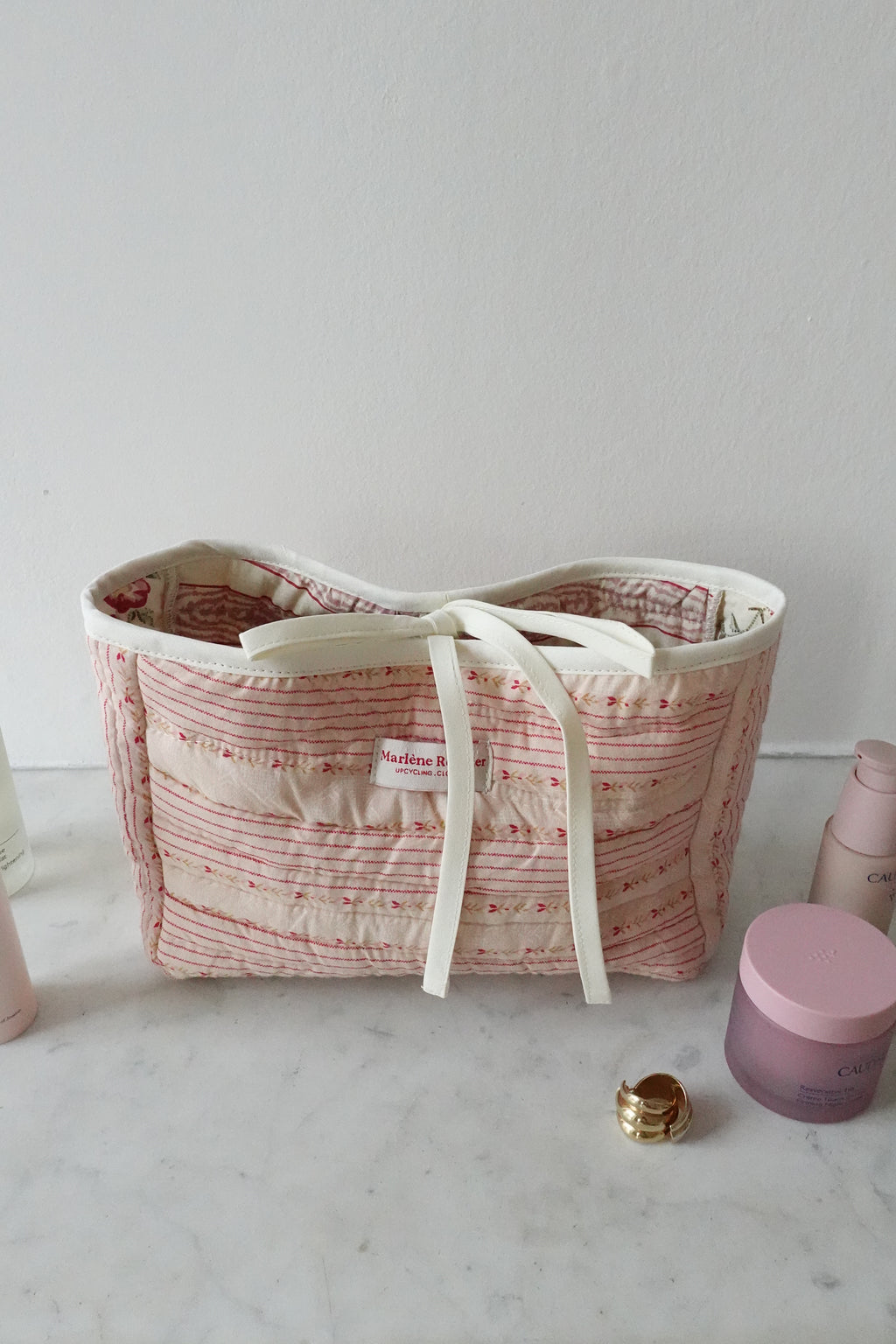 Trousse upcyclée matelassée rosée