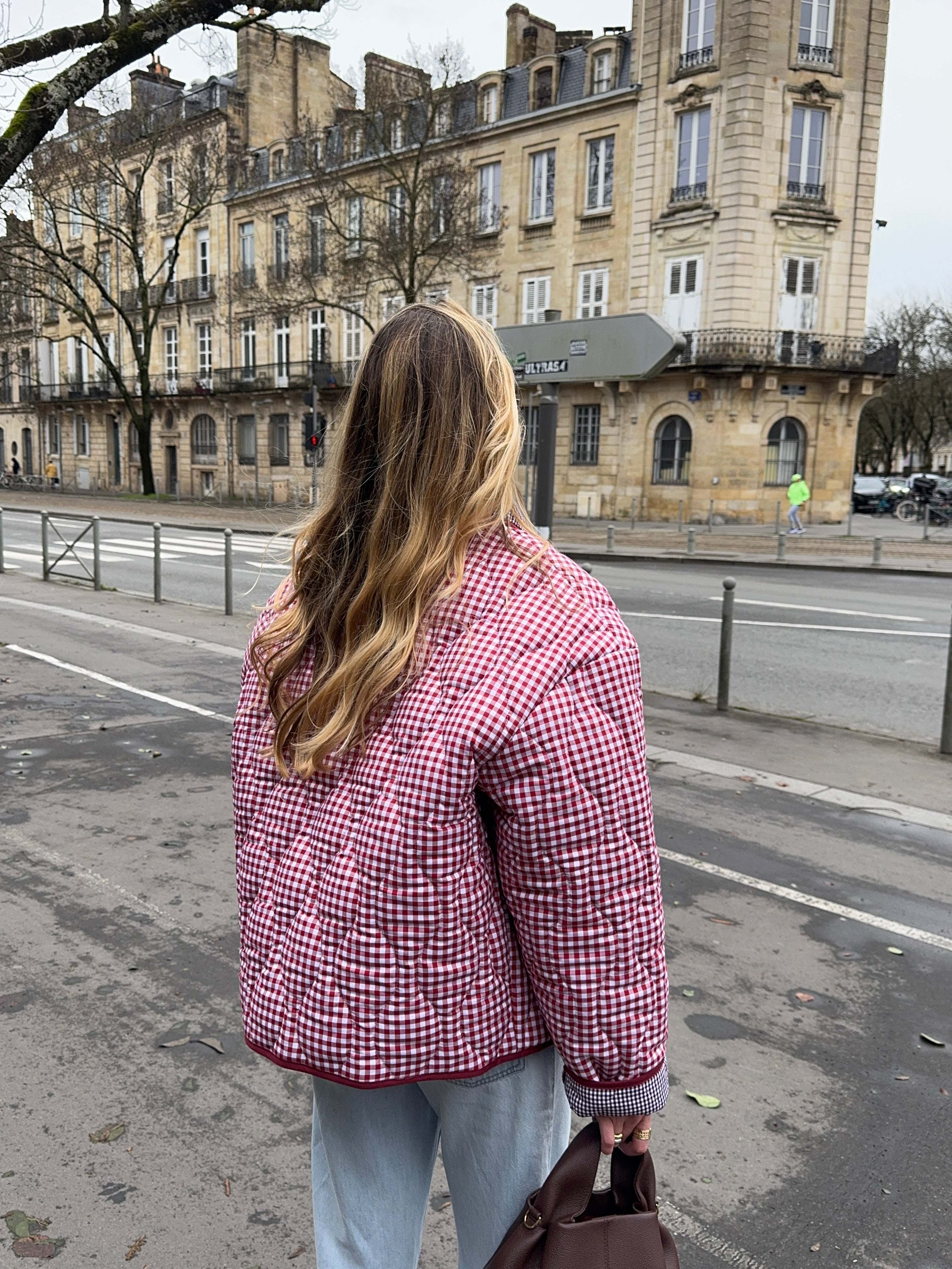 Veste matelassée vichy rouge