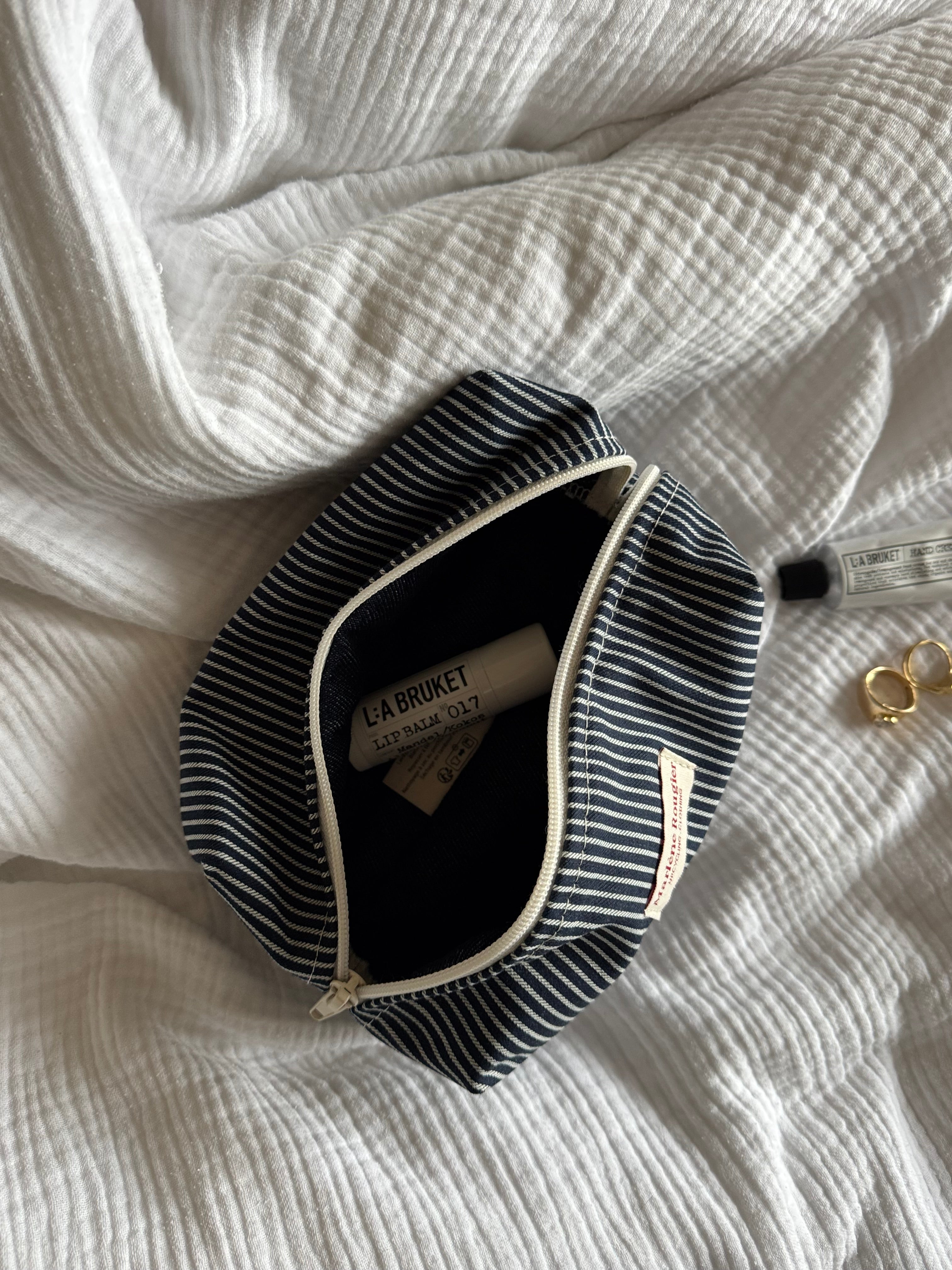 Trousse denim à rayures