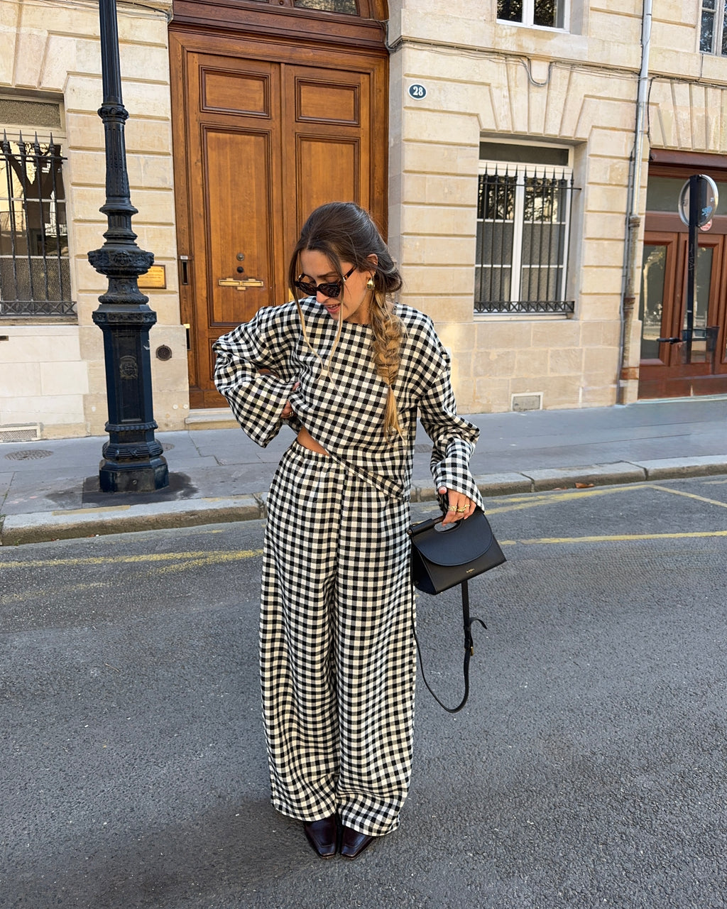 Pantalon laine vichy noir et blanc