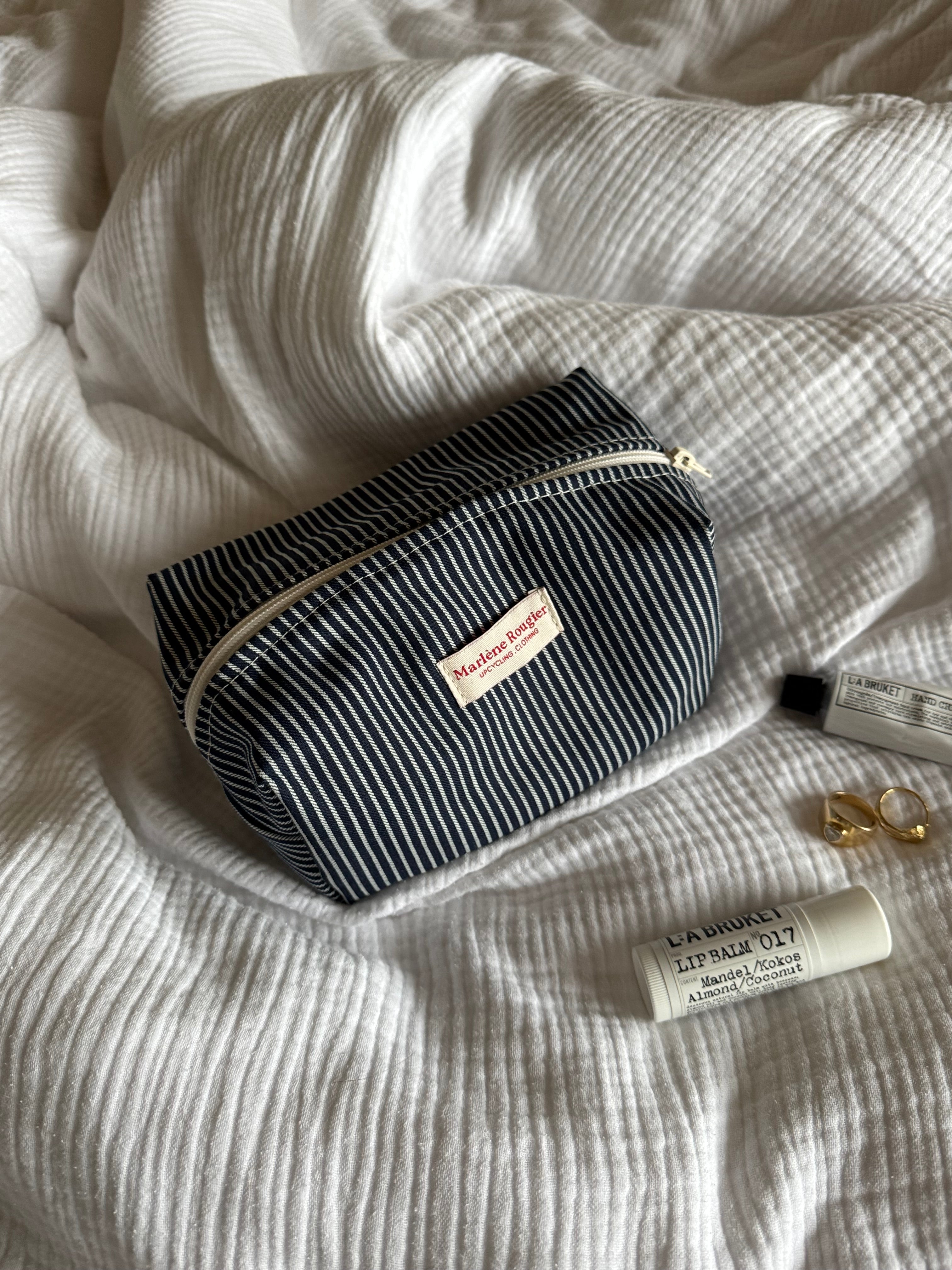 Trousse denim à rayures